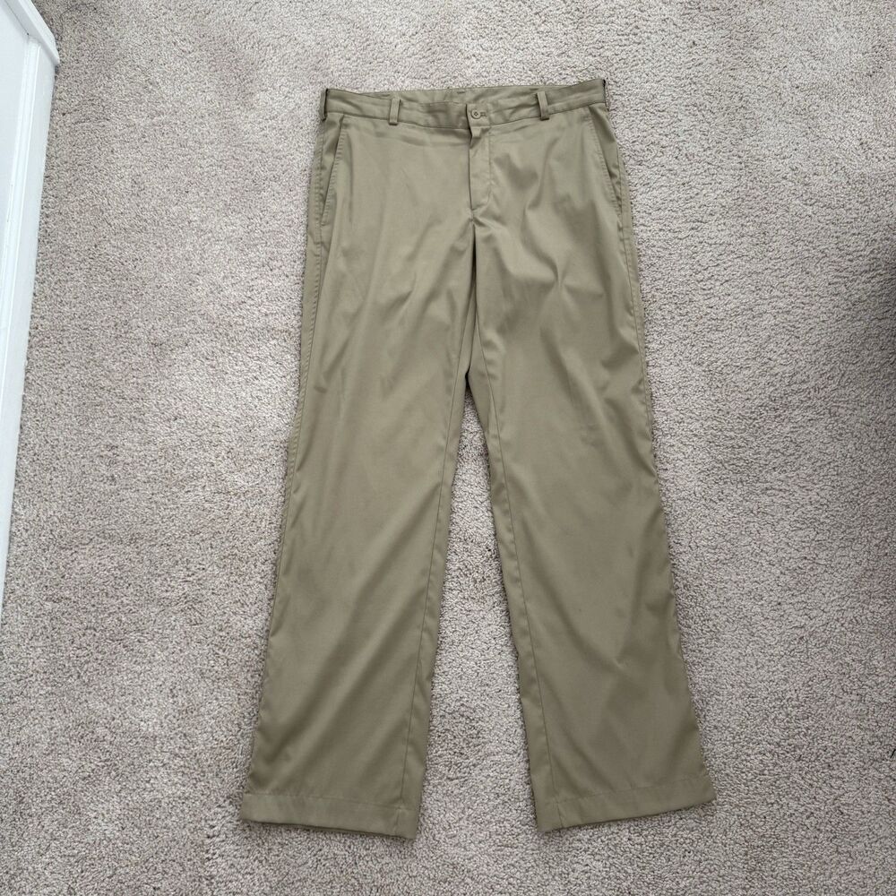 Nike Golf DriFit Beige Chino Pants Size 34x32 Straight Leg Performance Preppy